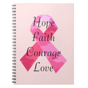 Roze Camouflage Ribbon Faith Spiral notebook Notitieboek