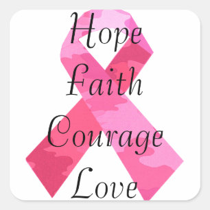 Roze Camouflage Ribbon Faith Stickers