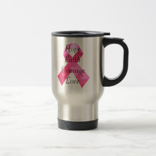 Roze Camouflage Ribbon Faith Travel Mug Reisbeker