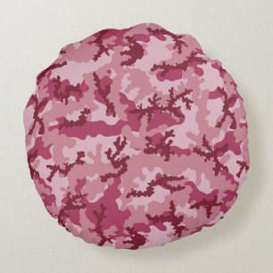 Roze camouflage rond kussen