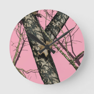 Roze Camouflage Ronde Klok
