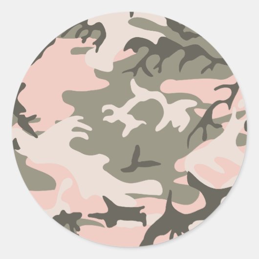 Roze Camouflage Ronde Sticker (Voorkant)
