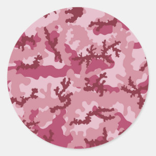 Roze camouflage ronde sticker