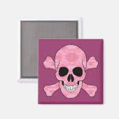 Roze camouflage schedel en dwarsbeenmagneet magneet (Voorkant / Achterkant)