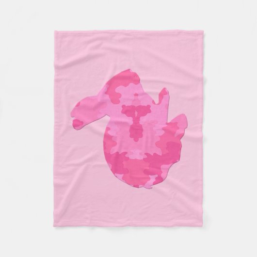 Roze Camouflage Silhouette Bunny Fleece Blanket (Voorkant)