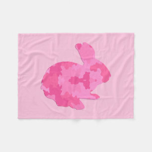 Roze Camouflage Silhouette Bunny Fleece Blanket Deken