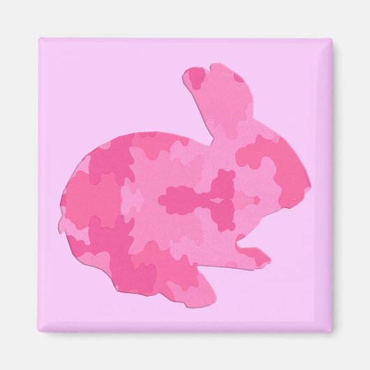 Roze Camouflage Silhouette Easter Bunny Magnet Magneet (Voorkant)