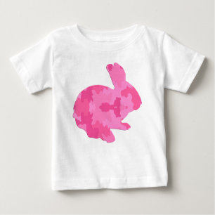 Roze Camouflage Silhouette Easter Bunny Shirt