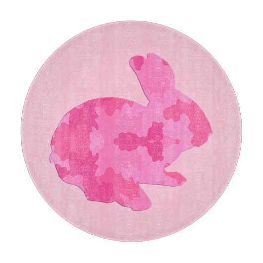 Roze Camouflage Silhouette Konijn Snijplank (Voorkant)