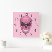 Roze Camouflage Skull Clock Vierkante Klok (Huis)