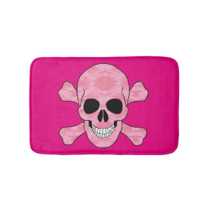 Roze Camouflage Skull en Crossbones Bath Mat