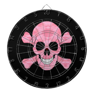 Roze Camouflage Skull en Crossbones Dart Board Dartbord