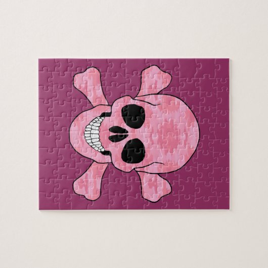 Roze Camouflage Skull en Crossbones Puzzle Legpuzzel (Horizontaal)