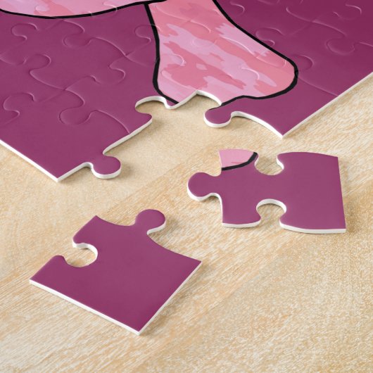 Roze Camouflage Skull en Crossbones Puzzle Legpuzzel (Zijkant)