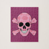 Roze Camouflage Skull en Crossbones Puzzle Legpuzzel (Verticaal)