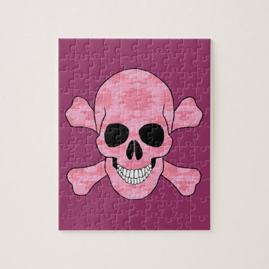 Roze Camouflage Skull en Crossbones Puzzle Legpuzzel (Verticaal)