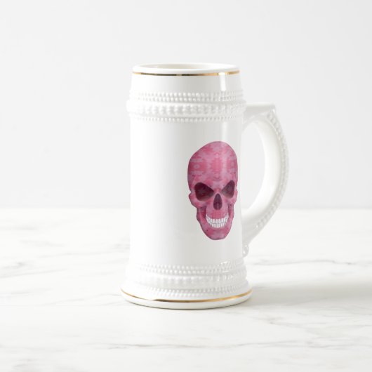 Roze Camouflage Skull Stein Bierpul (Voorkant rechts)