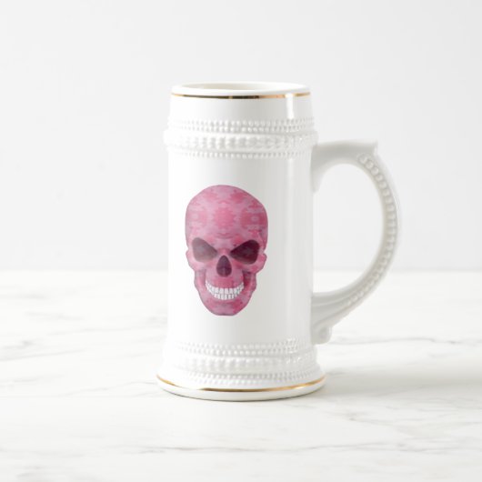 Roze Camouflage Skull Stein Bierpul (Rechts)