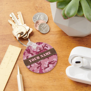 Roze camouflage sleutelhanger