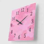 Roze Camouflage Square Clock Vierkante Klok (Hoek)