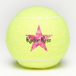 Roze Camouflage Star met naam Tennisballen