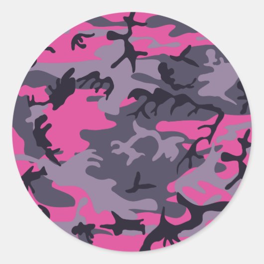 Roze camouflageontwerp ronde sticker (Voorkant)