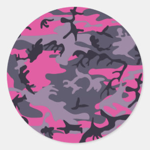 Roze camouflageontwerp ronde sticker
