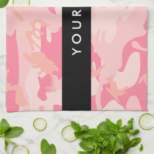 Roze Camouflagepatroon, je naam, Personaliseer Theedoek