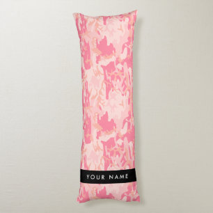 Roze Camouflagepatroon, jouw naam, Personaliseer Lichaamskussen
