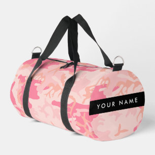 Roze Camouflagepatroon, jouw naam, Personaliseer Plunjezak