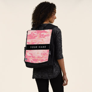 Roze Camouflagepatroon, jouw naam, Personaliseer Rugtassen