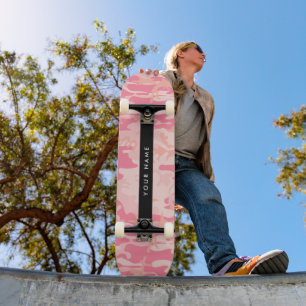 Roze Camouflagepatroon, jouw naam, Personaliseer Skateboard