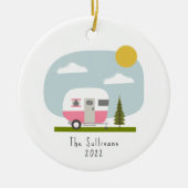 Roze Camper Woodland Keramisch Ornament (Voorkant)