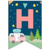 Roze Camping Birthday Girls Camp Out Party Photo Vlaggetjes (Tweede vlag)