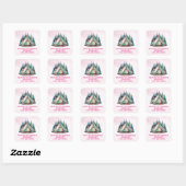 Roze Camping Sleepover Verjaardagsfeestje Vierkante Sticker (Vel)
