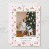 Roze Candy Cane Behang Foto Kerstkaart (Voorkant)