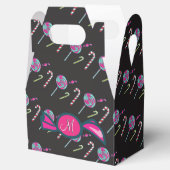 Roze Candy Cane Bonbons Monogram Bedankdoosjes (Geopend)