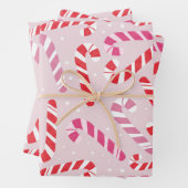 Roze Candy Cane Inpakpapier Vel (In situ)