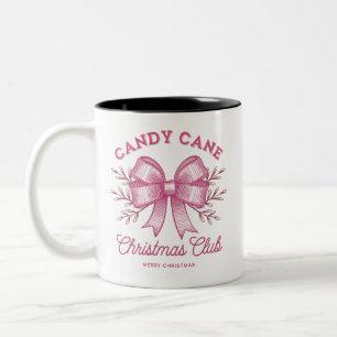 Roze Candy Cane Kerstclub Xmas Seizoen Tweekleurige Koffiemok
