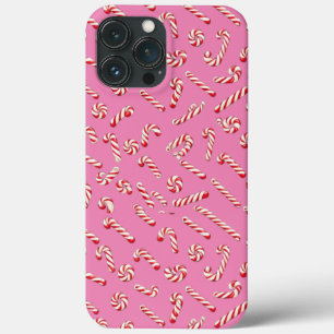 Roze Candy Cane Patroon iPhone 13 Pro Max Hoesje
