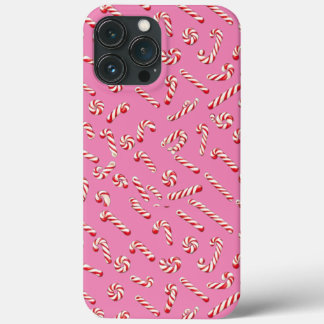 Roze Candy Cane Patroon iPhone 13 Pro Max Hoesje
