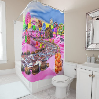 Roze Candyland Douchegordijn