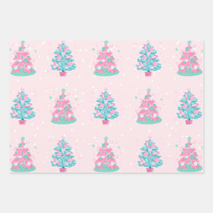 Roze Candyland Kerstbomen Patroon Inpakpapier Vel
