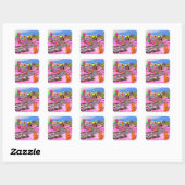 Roze Candyland Vierkante Sticker (Vel)