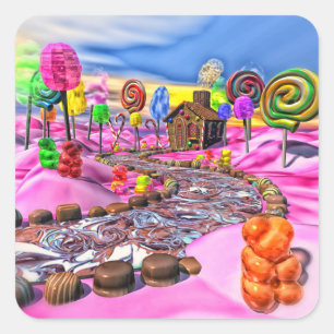 Roze Candyland Vierkante Sticker