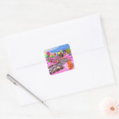 Roze Candyland Vierkante Sticker (Envelop)