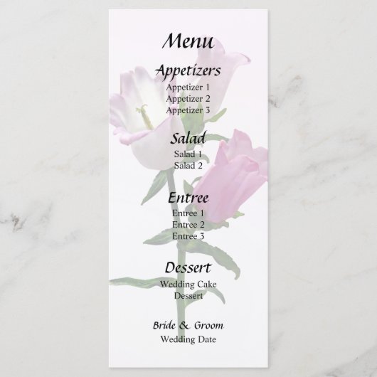 Roze Canterbury Bells Menu (Voorkant)