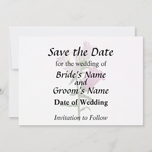 Roze Canterbury Bells Save The Date (Voorkant)