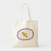 Roze Canvas tas met cloudgeel bliksembolt (Voorkant)
