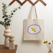 Roze Canvas tas met cloudgeel bliksembolt